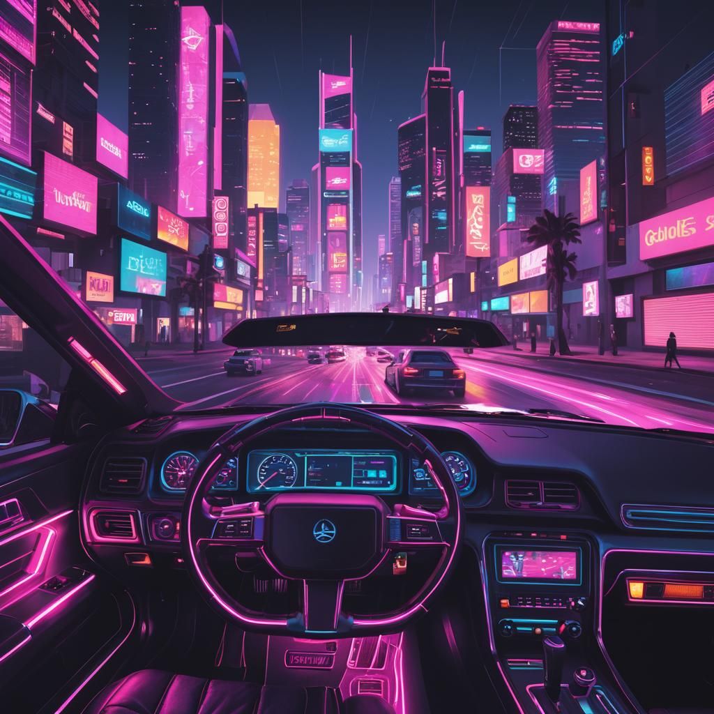 Los Santos Cityscape Hijacks Car Dashboard in Synthwave Styl...