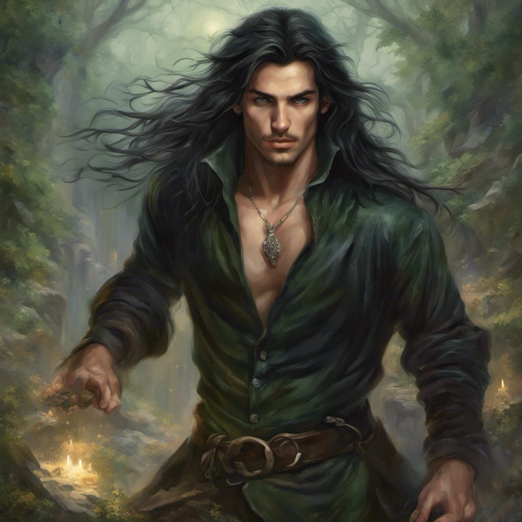 Medieval Fantasy Thief with Long Hair, Digital Art