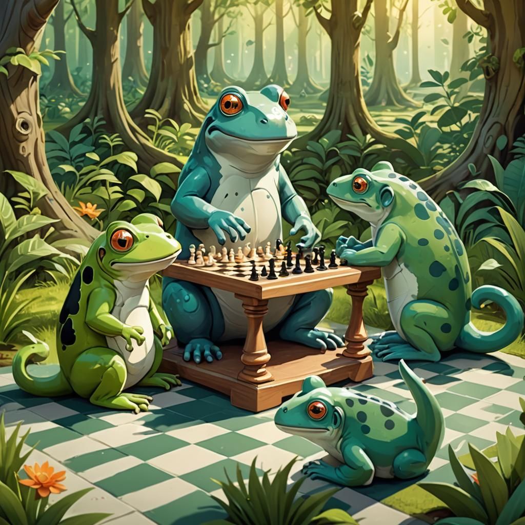 Animals Play Chess in Whimsical Digital Art