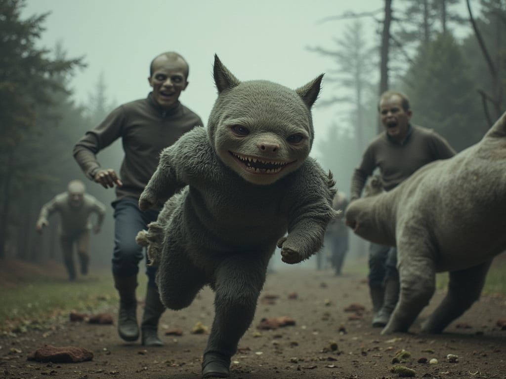 Hyperrealistic Zombie Escape: Detailed Horror Concept Art