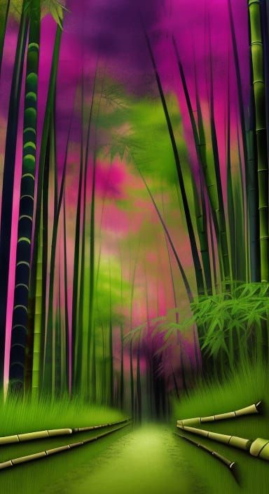 Hyperrealistic Japanese Bamboo Forest in Watercolor Wash