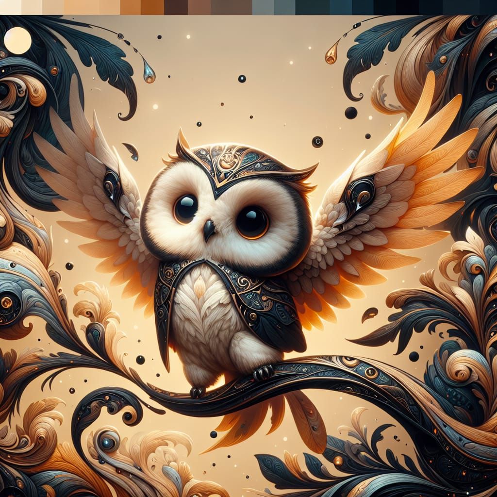 Fantastical Chibi Owl Matte Painting in 8K