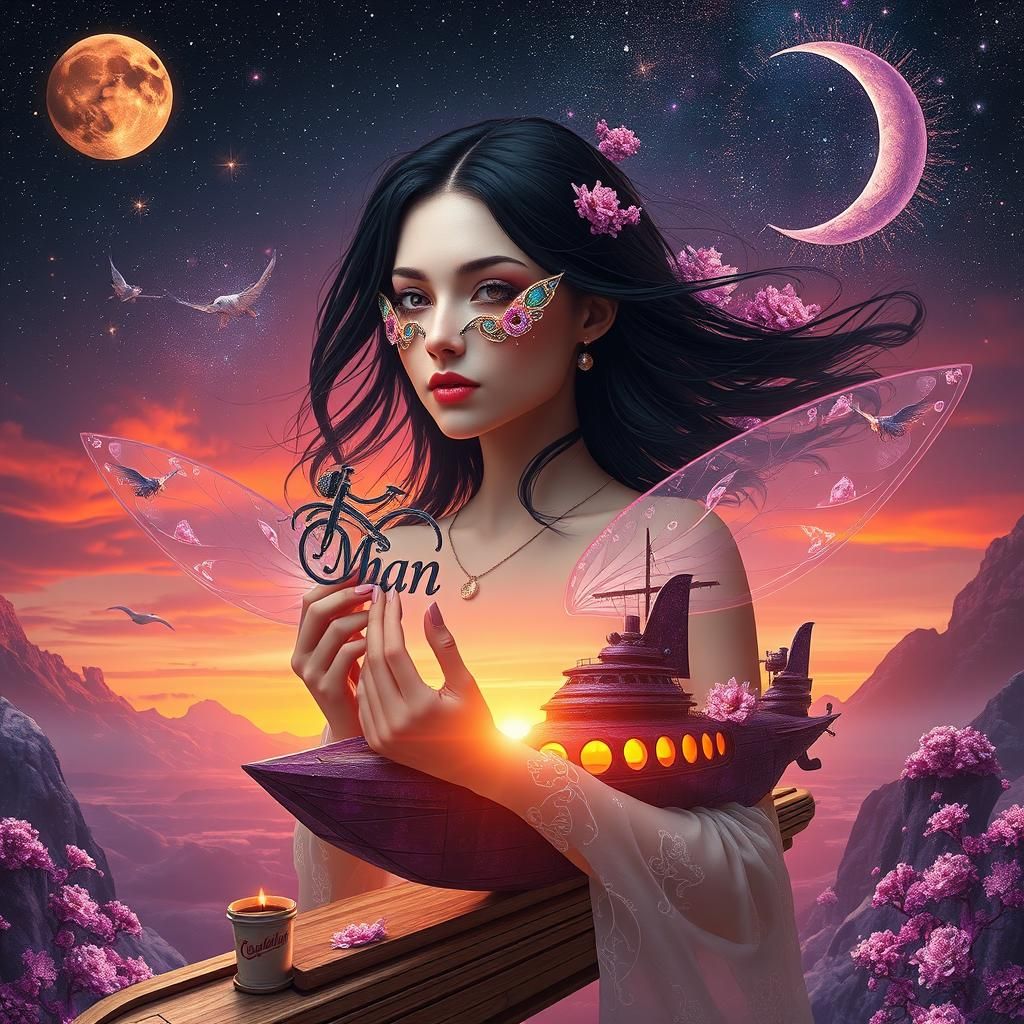 Surreal Woman with Galaxy Dreamscape in Digital Art