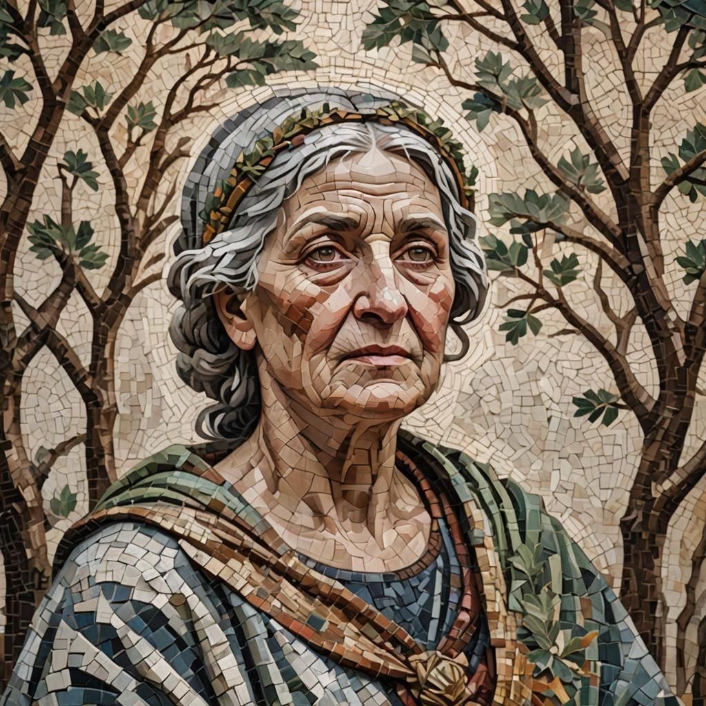 Mosaic Portrait of an Old Roman Woman