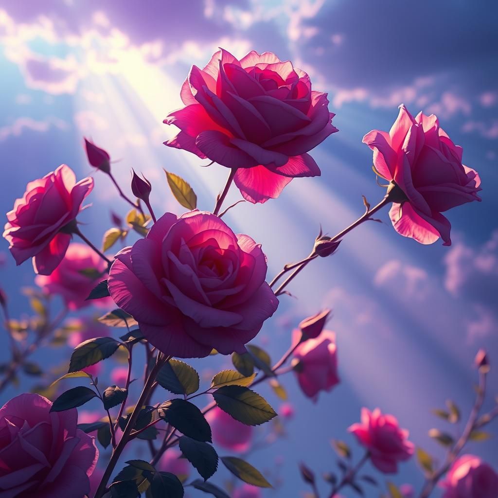 Mystical Roses in Ombre Sky, Matte Painting