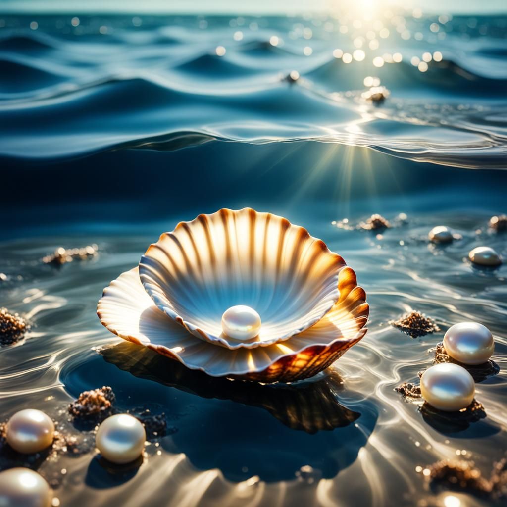 Pearl Shell Shimmers on Sunny Water