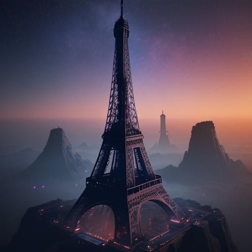 Eiffel Tower Soars Through Space in Digital Art