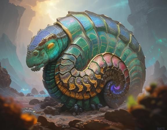 Opal Caterpillar Emerges: A Sci-Fi Digital Painting