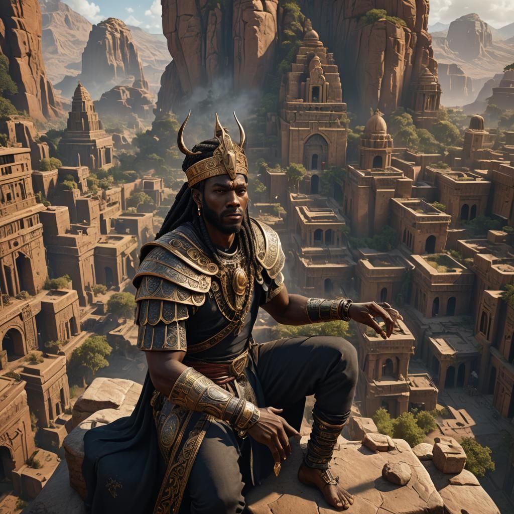 Black Nubian King: Detailed Matte Painting
