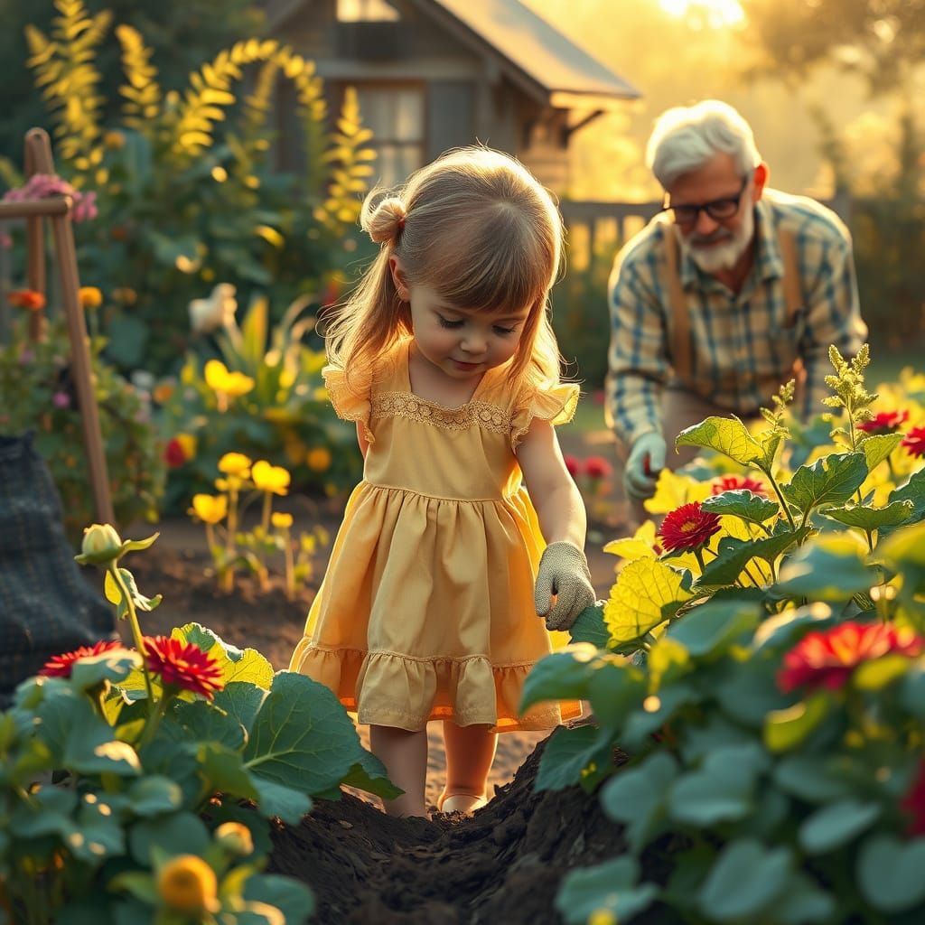 Nostalgic Vegetable Garden Scene in Realistic Style
