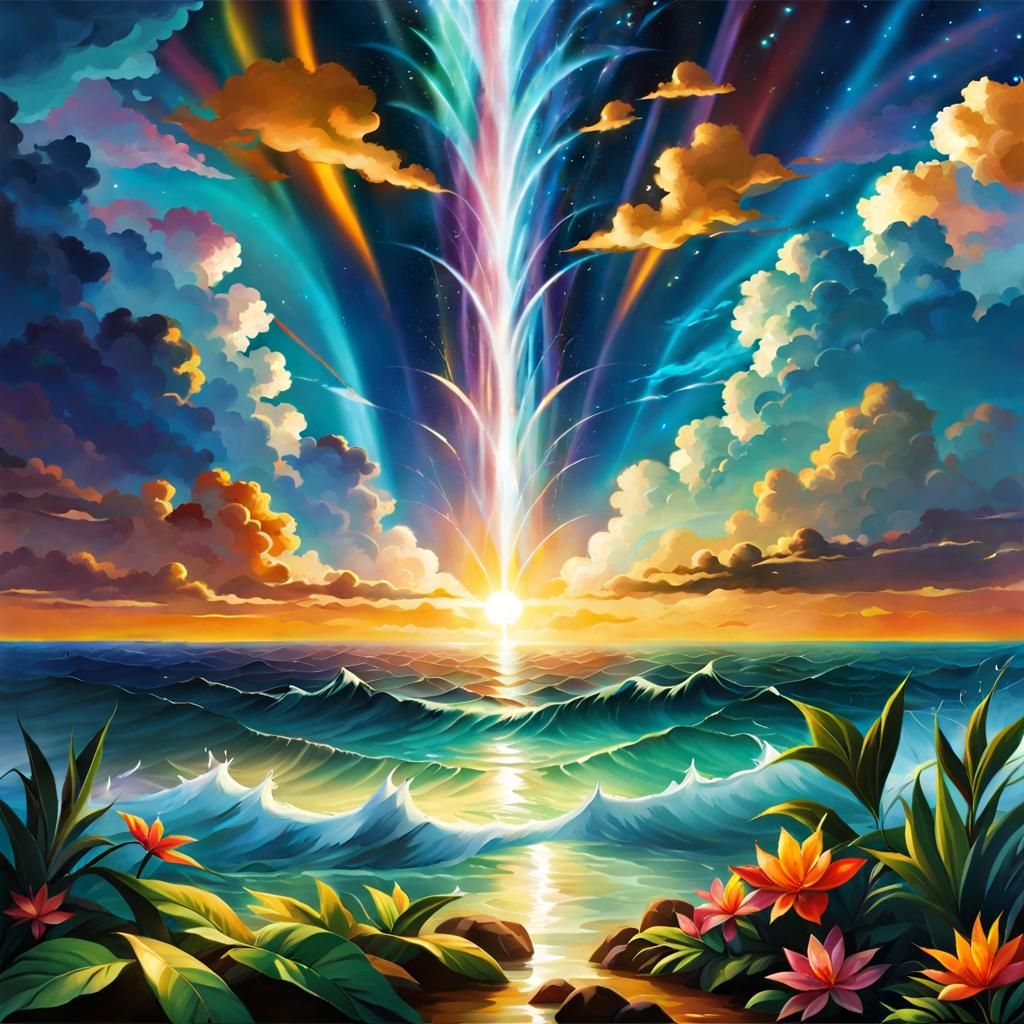 Genesis 1:6: Divine Firmament Division in Digital Art