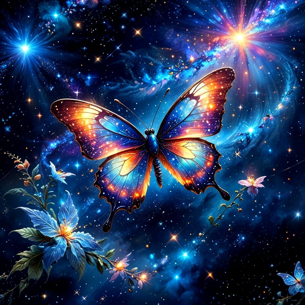Starry Butterfly Flies Through Galaxy