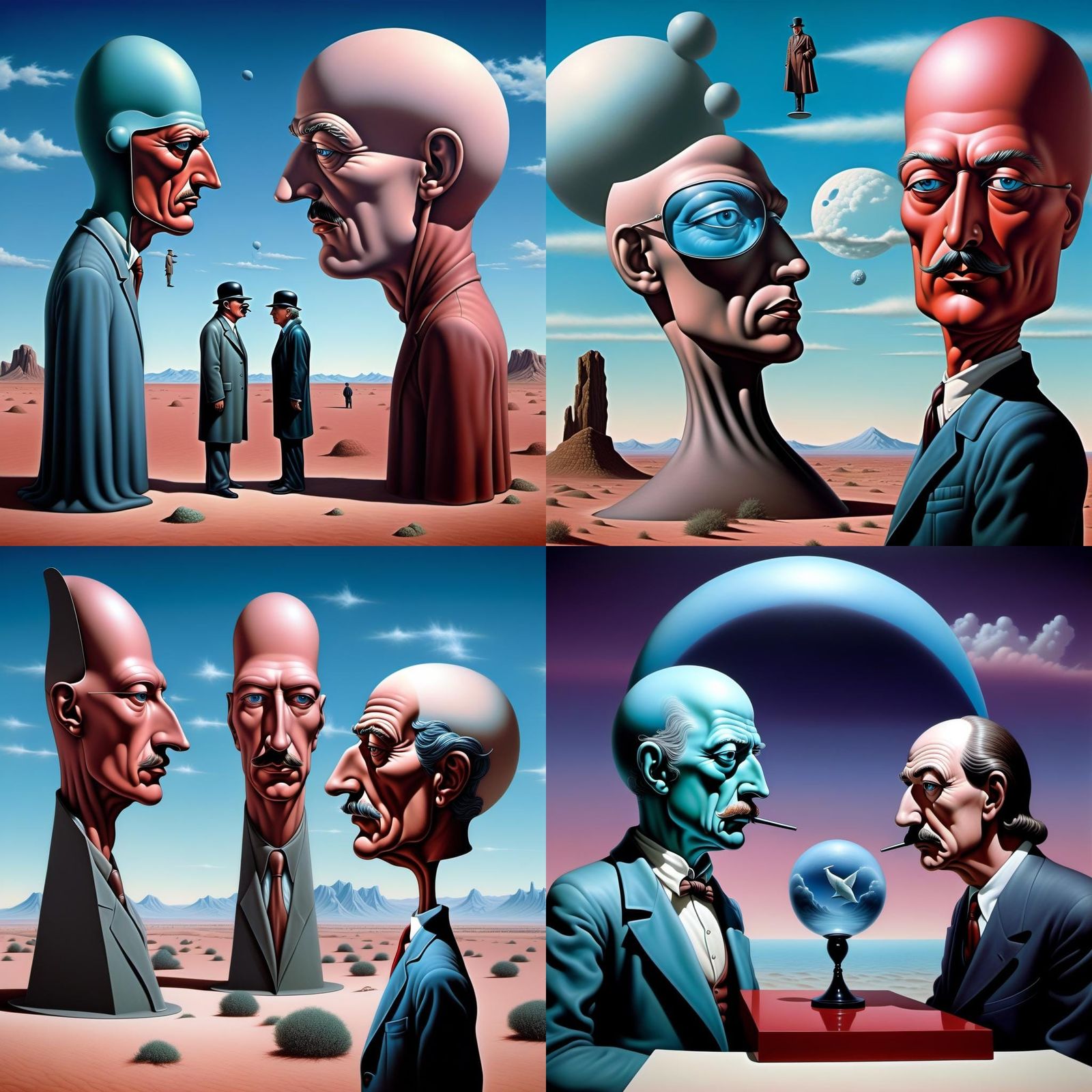 Surreal 3D Confrontation: Moebius, Magritte, Dali Airbrush A...