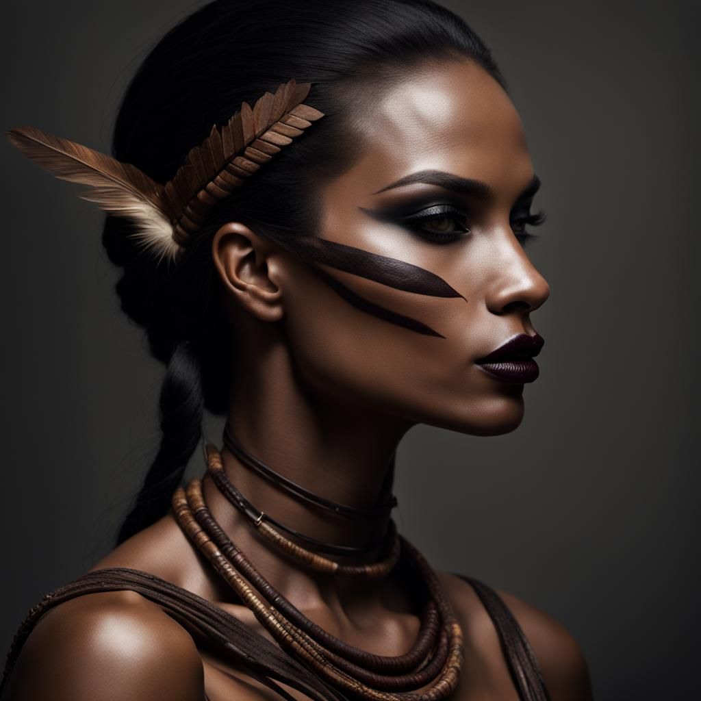 Amazonian Huntress in Chiaroscuro Style