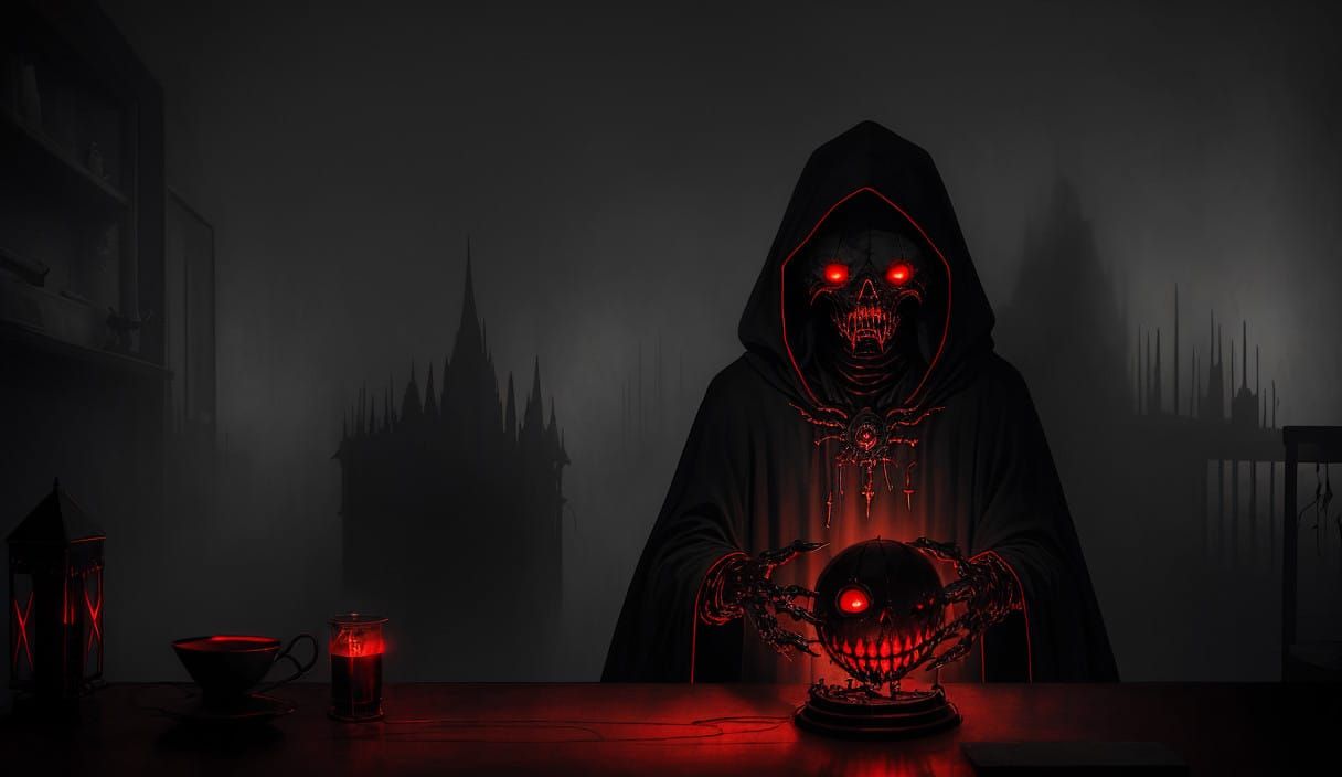 A Dark Figure Emerges from the Shadows in a Cozy Living Room