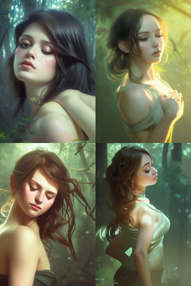 Cute Girl Dancing in Forest: Detailed 8K Portrait