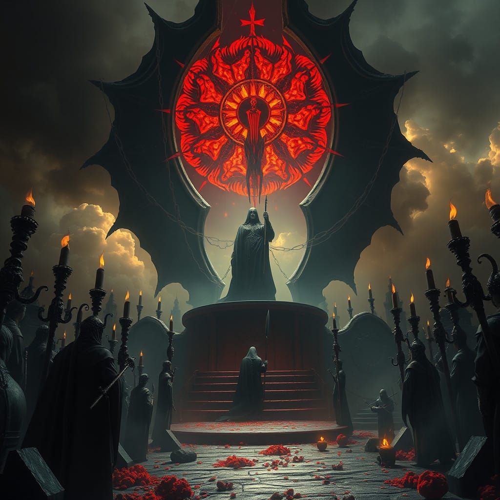 Surreal Throne of Dark Majesty in a Fantastical Realm