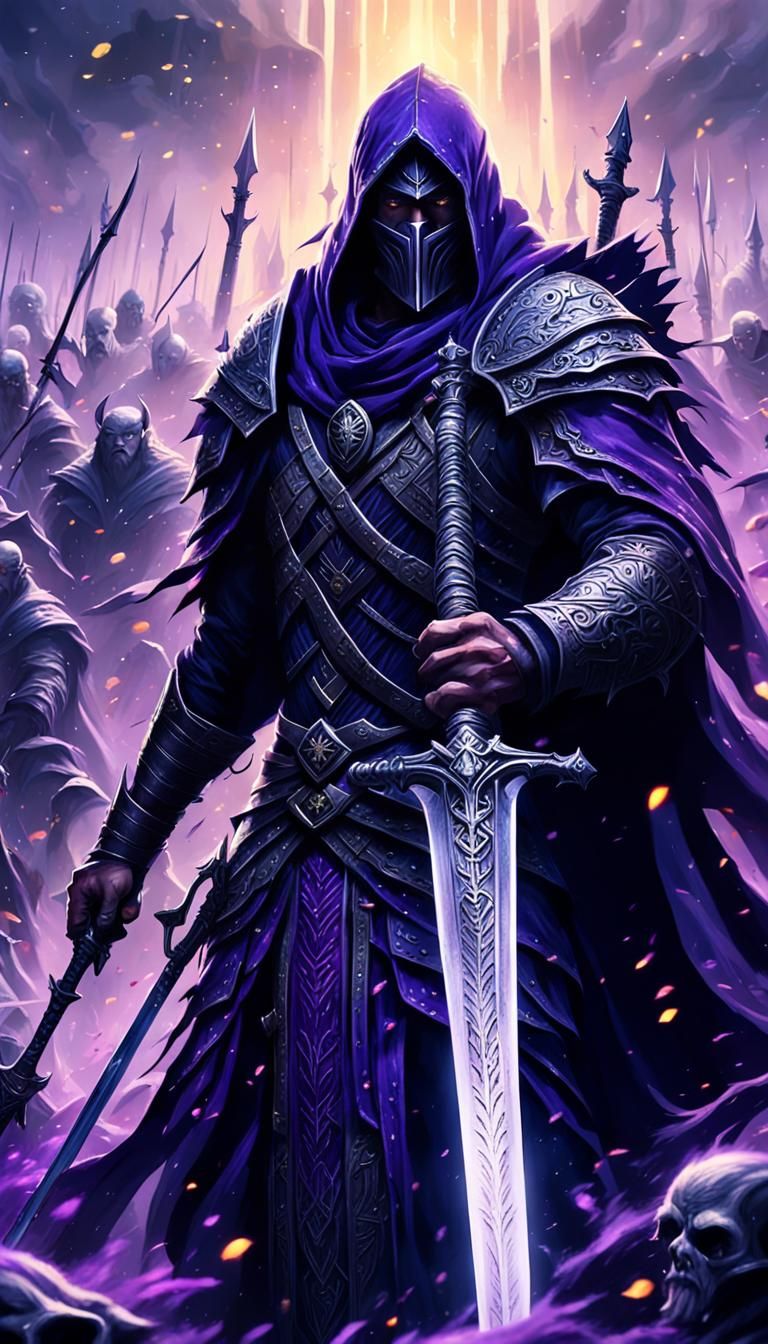 Warrior Confronts Army in Dark Fantasy Art Style
