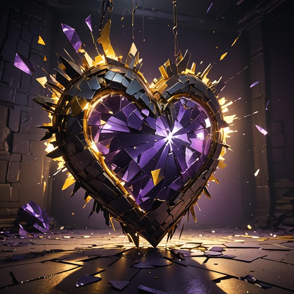 Sparkling Broken Heart in Dark Fantasy Style