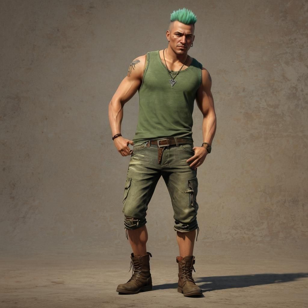 Hyperrealistic Portrait of Native American Man with Mohawk