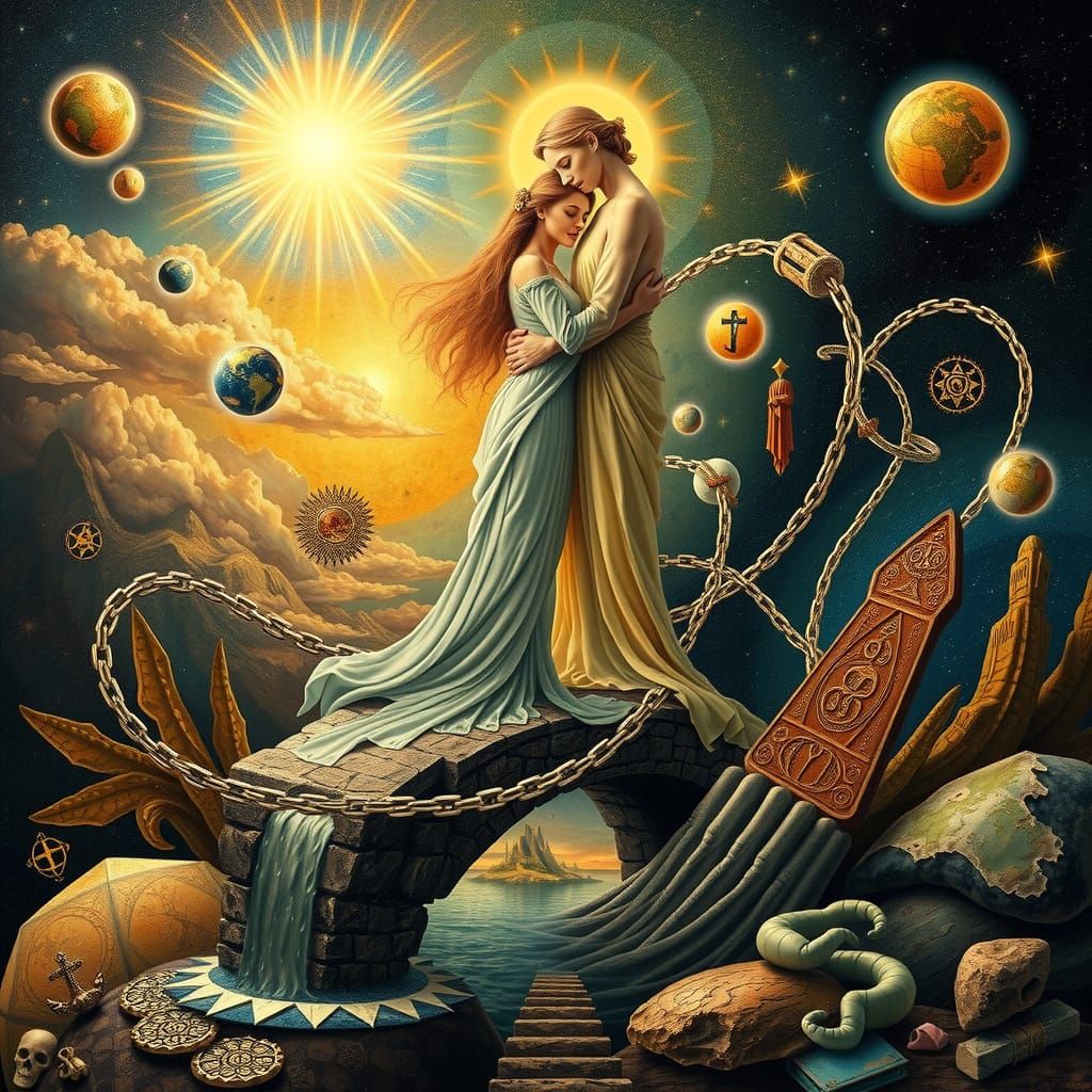 Surreal Cosmic Embrace of Forgiveness