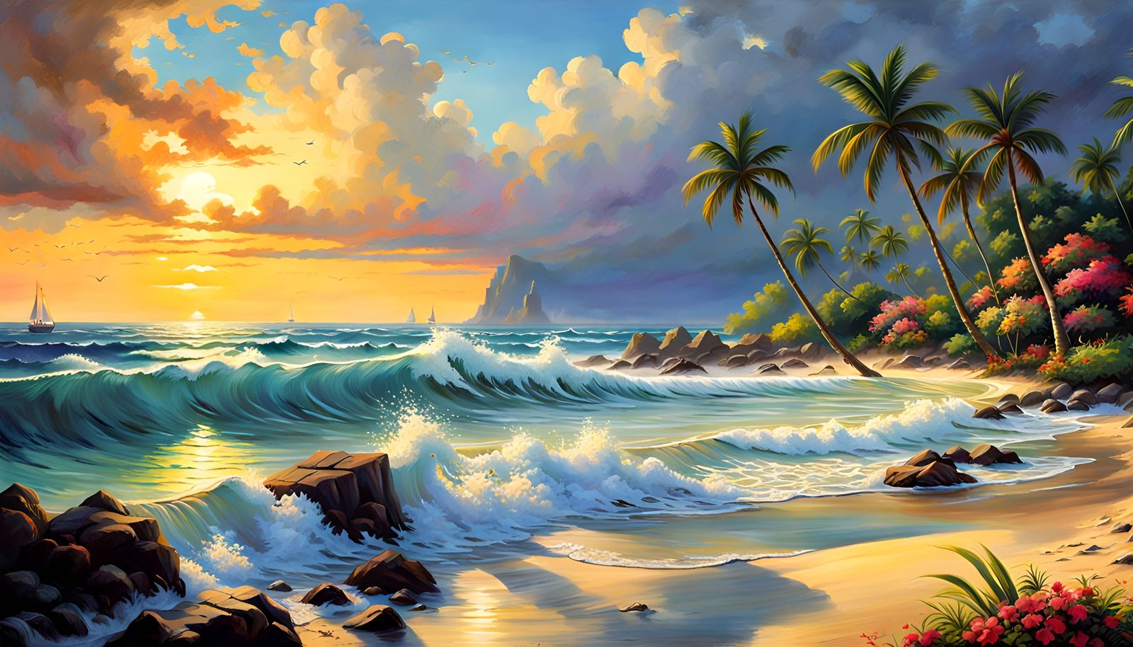 Beautiful tropical seascape with dramatic weather, pristine empty beach and perfect composition-9714-..... God Is Availa...