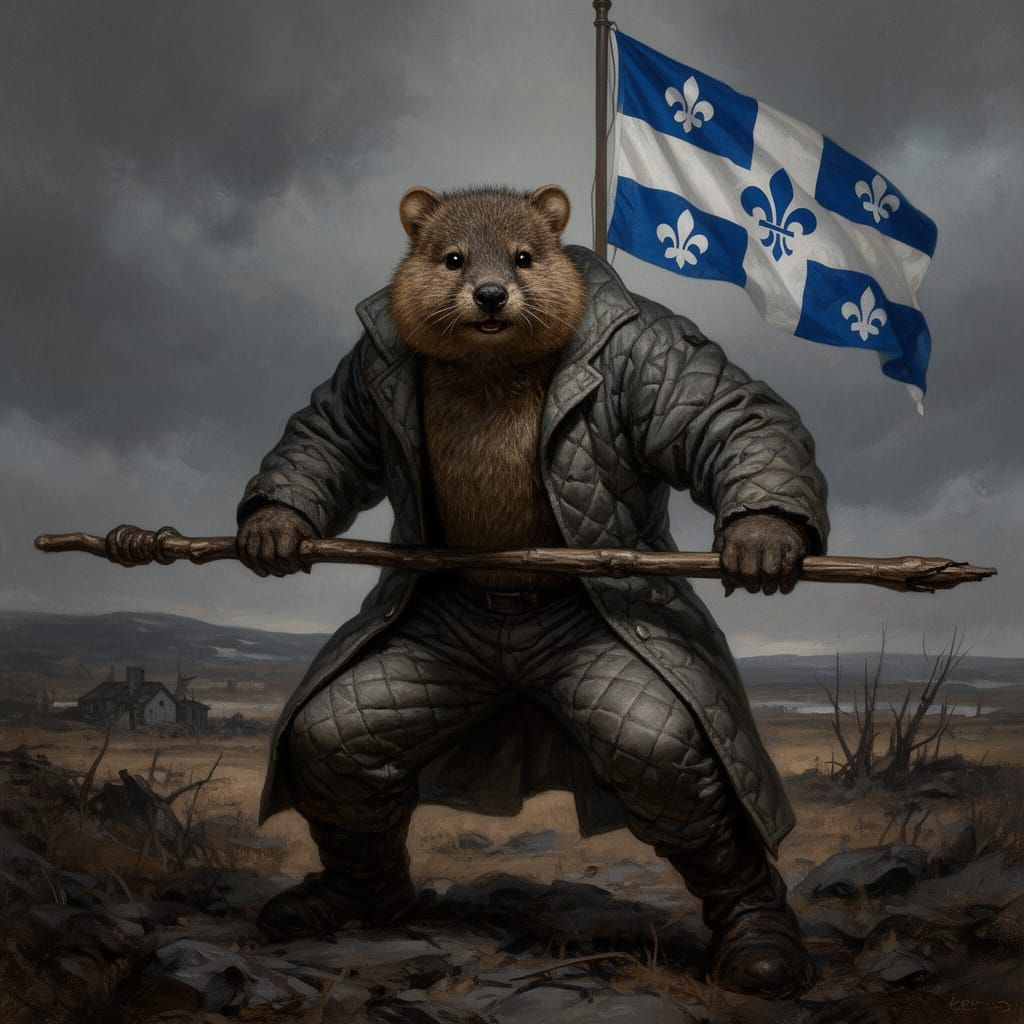 Quokka Warrior in Quilted Armor in Quebec