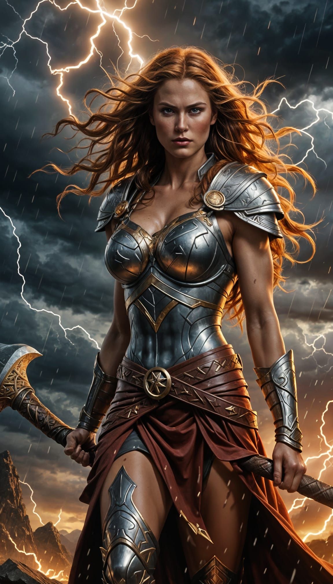 Perun: Towering Slavic Thunder Goddess in Cosmic Warrior Sty...