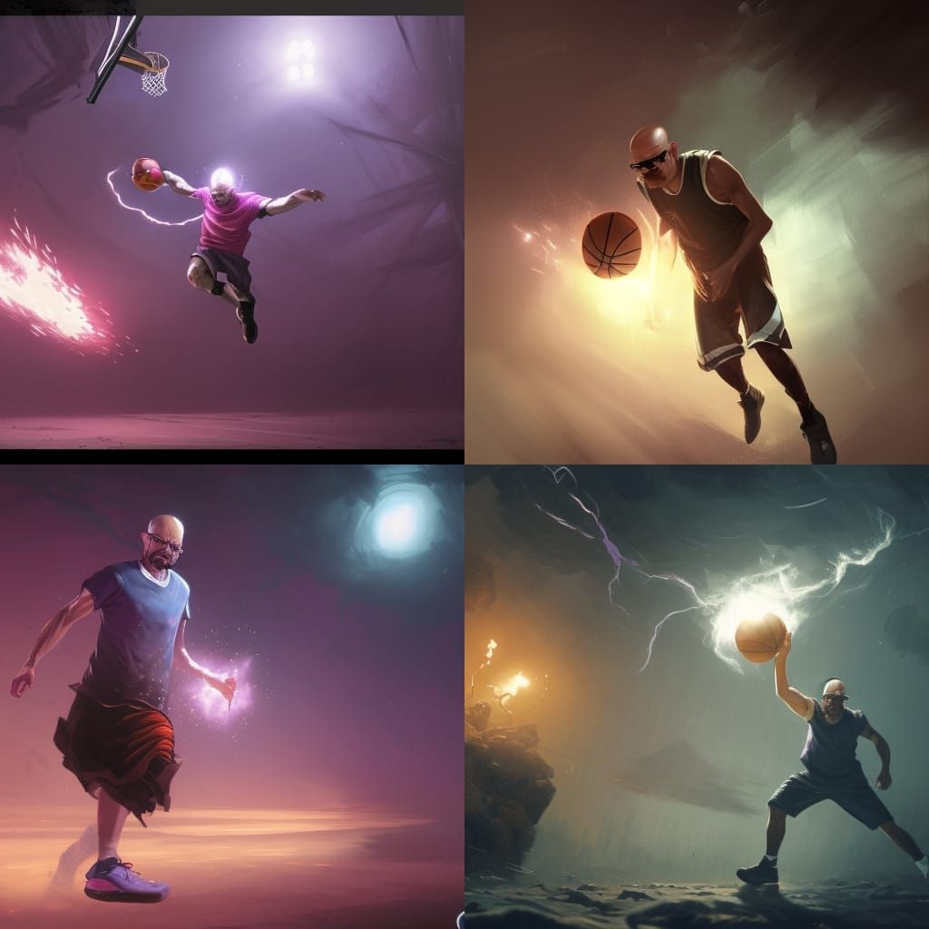 Purple Walter White Plays Basketball: Dark Fantasy Art