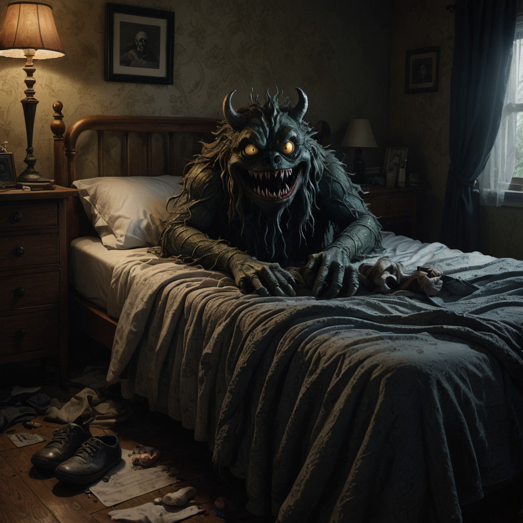 Eerie Underbed Scene in Hyperrealistic Detail