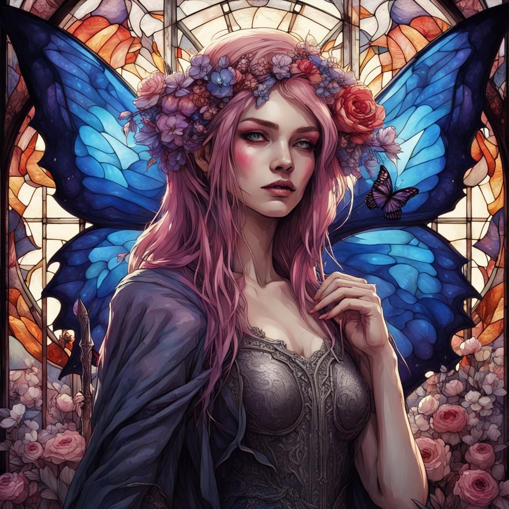 Faery Queen with Sword in Gothic Fantasy Style