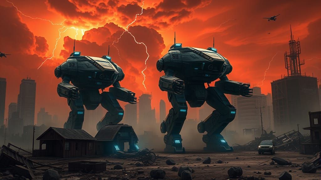 Gigantic Sci-Fi Mecha Units Stomp Through Dystopian Ruins