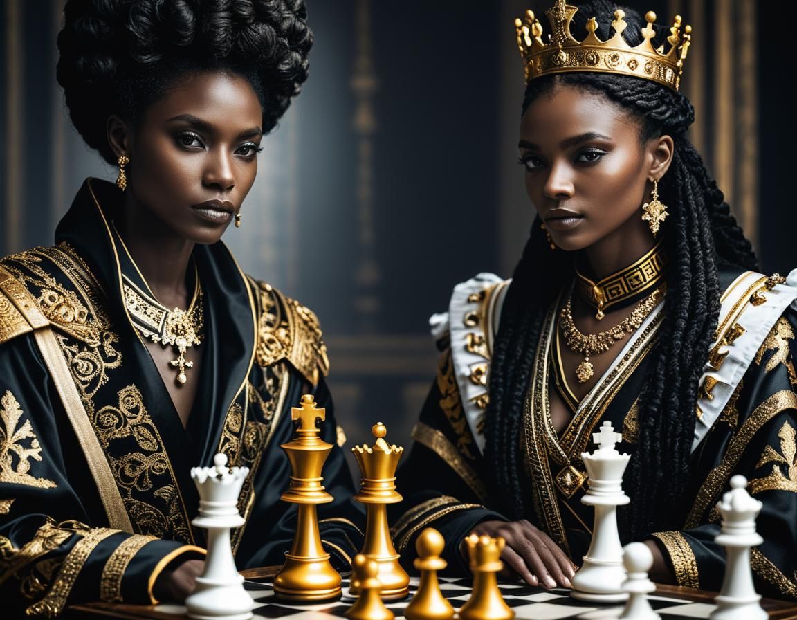 Ornate Black and Gold Royal Chess Portrait