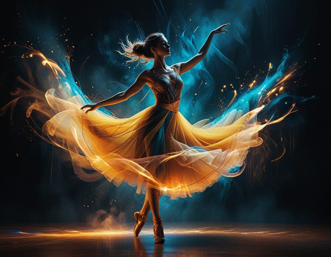 Ethereal Dance Scene in Neon Light