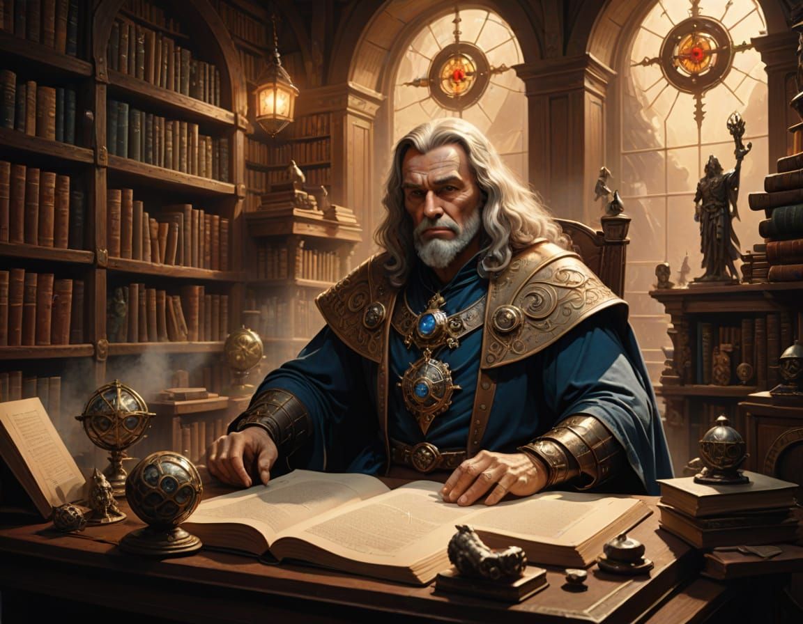 Medieval Seer Visions of the Future in Frazetta Style