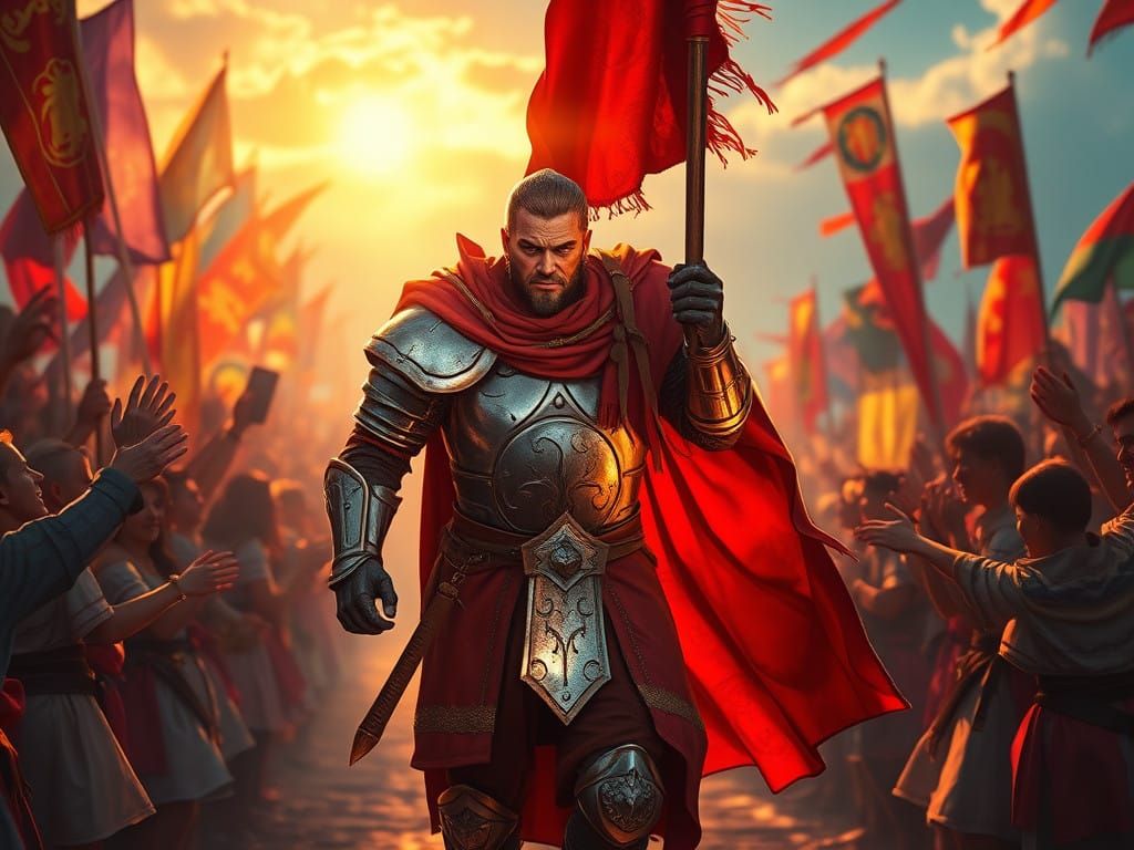 Golden Hour Warrior: Triumphant Glory