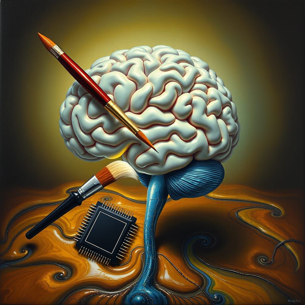 Surreal Brain Art with Brush and Chip