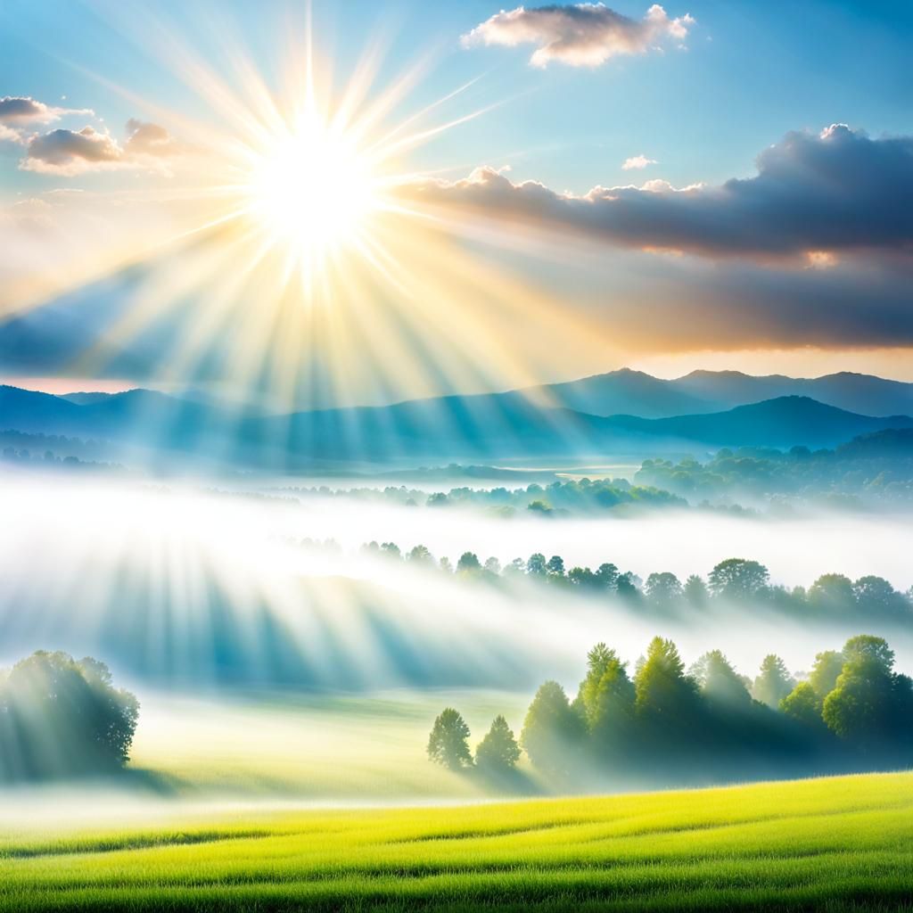 Serene Misty Landscape with Gentle Colors