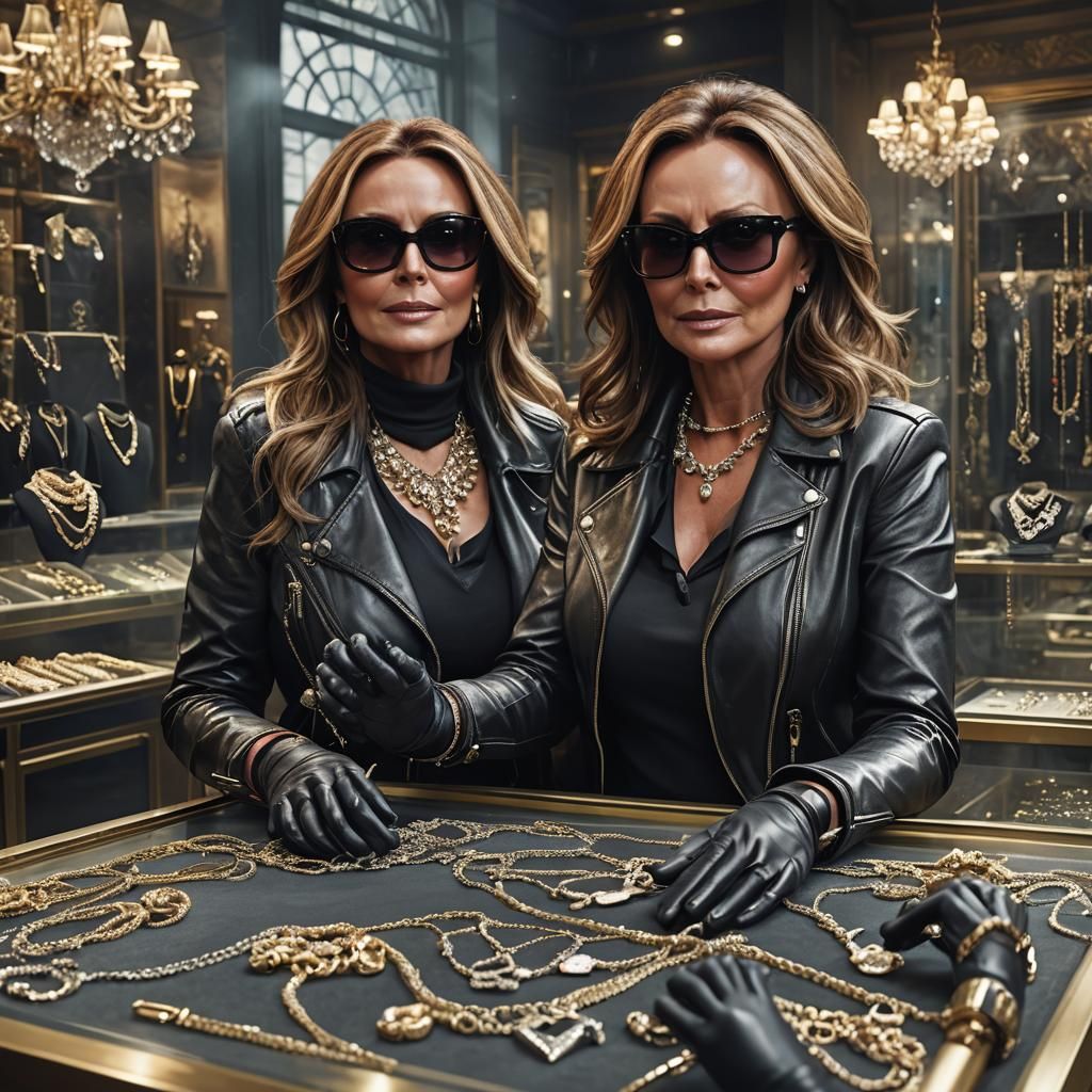 Woman in Leather Robs Jewelry Store: Digital Matte Painting