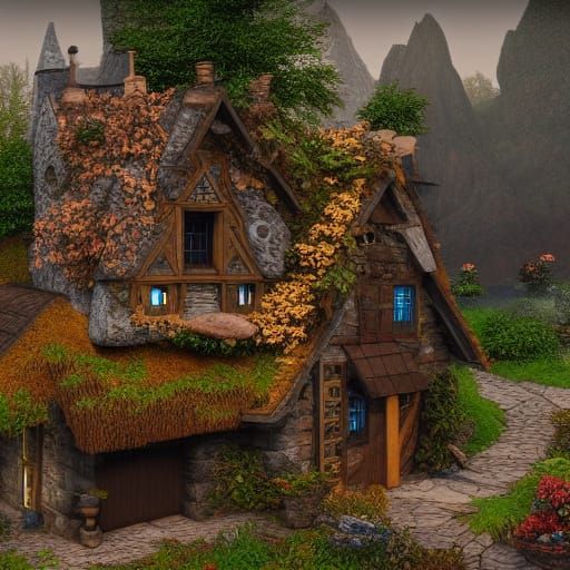 Detailed Matte Painting of a Witch's Cottage