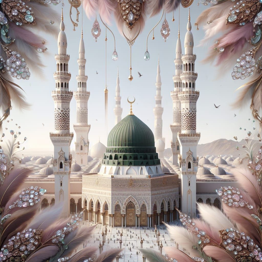 Majestic Masjid-e-Nabawi in Pastel Hues