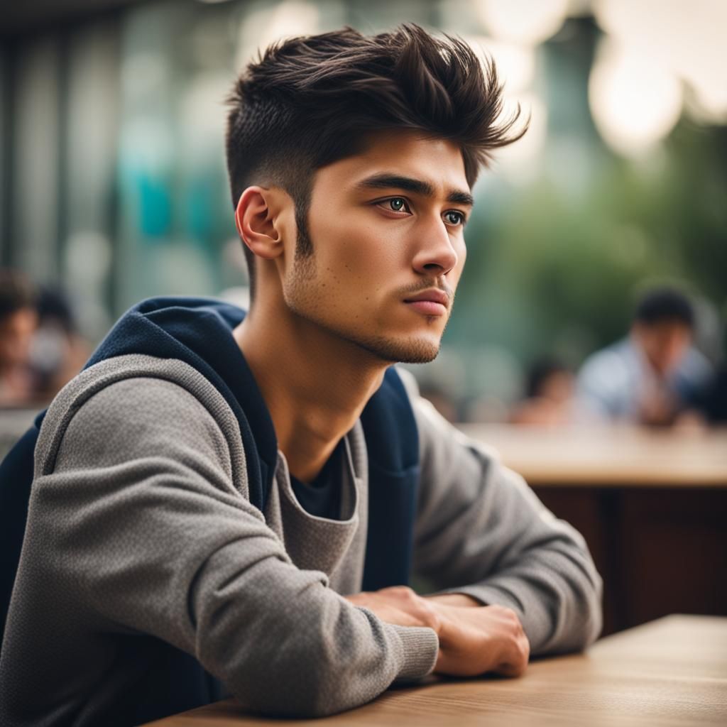 Sad College Student Portrait with Disheveled Appearance