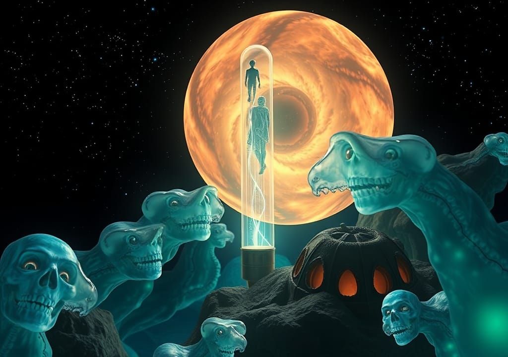 Surreal 3D Physalis in Opalescent Lightplay