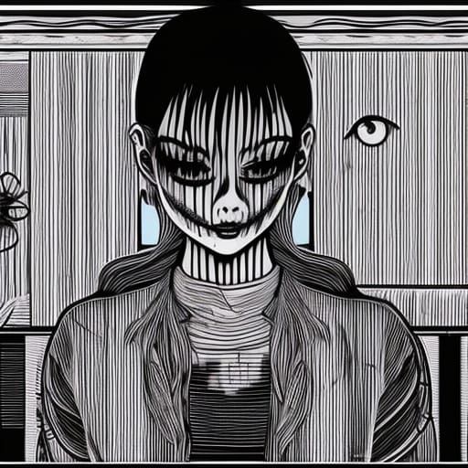 Creepy Girl in Haunted House, Manga Style