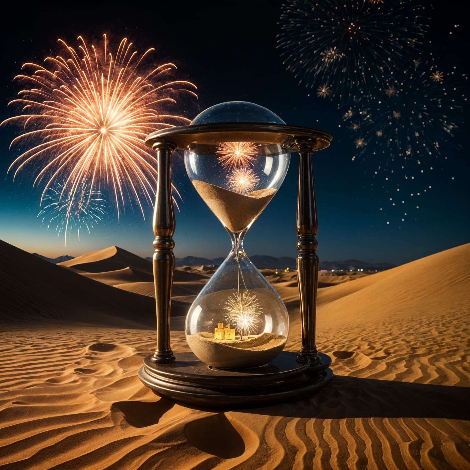 Hyperrealistic Hourglass Countdown to New Year's Eve