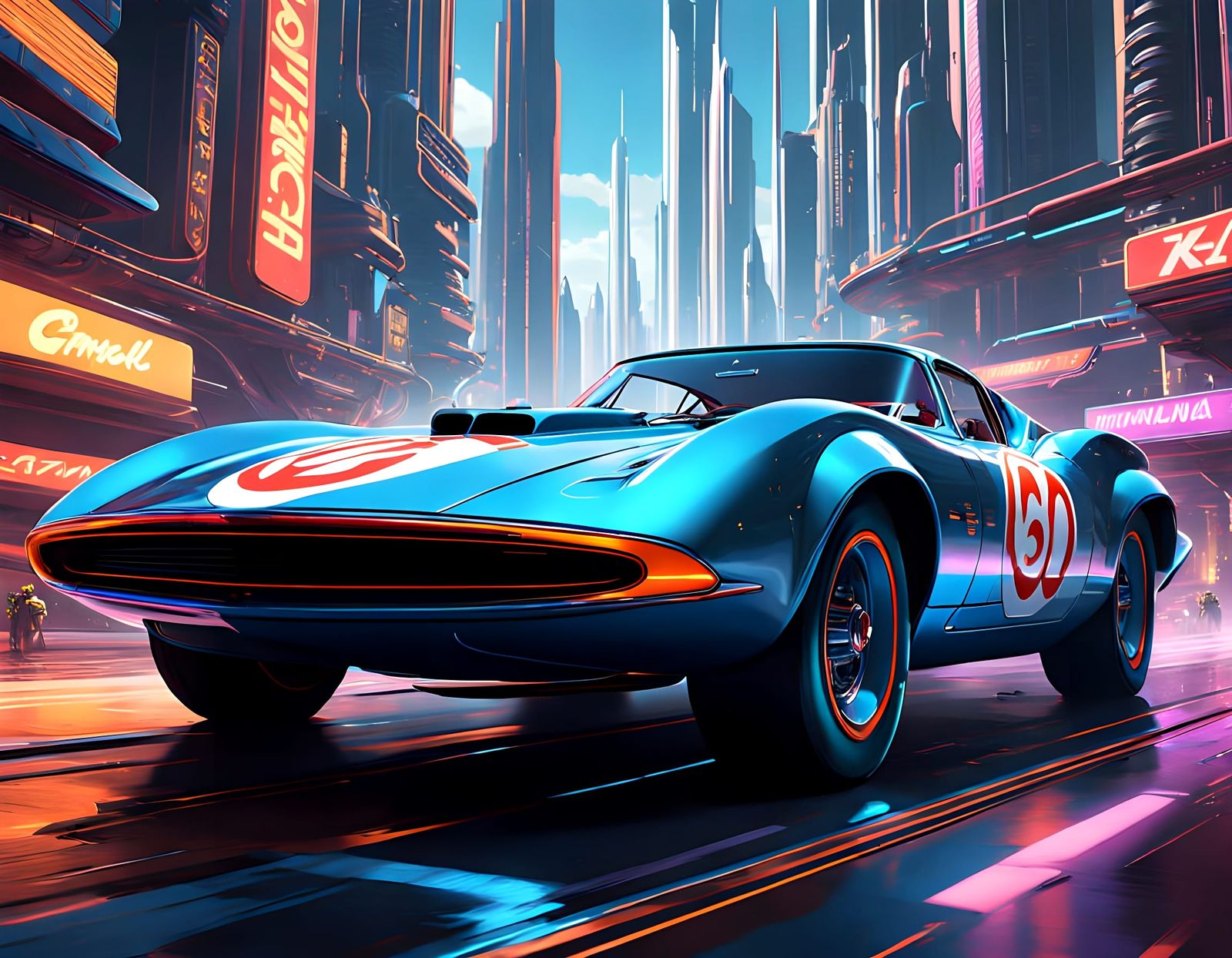 Speed Racer in Neon Metropolis