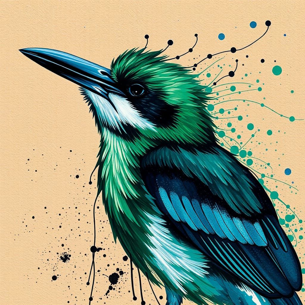 Abstract Kookaburra Song in Alcohol Ink Style