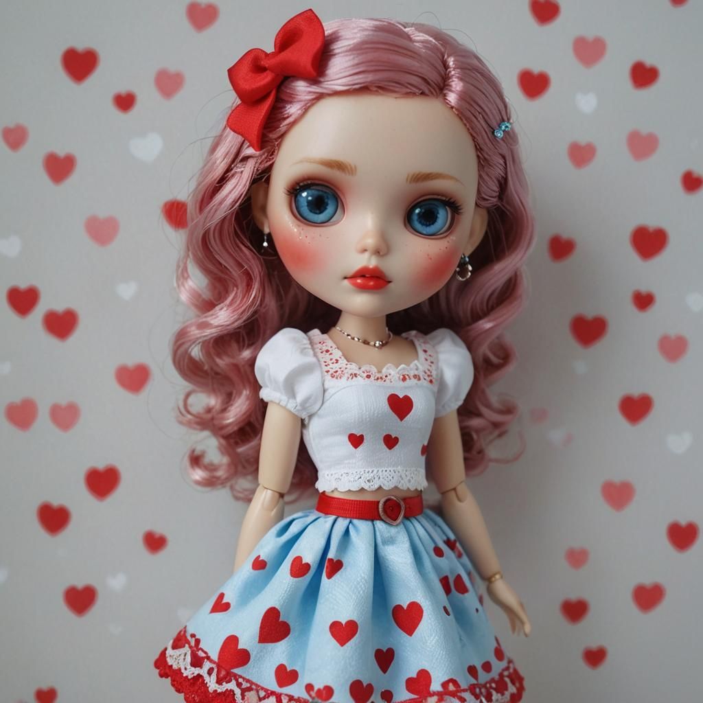 Vibrant Doll with Red Hair in Whimsical Style