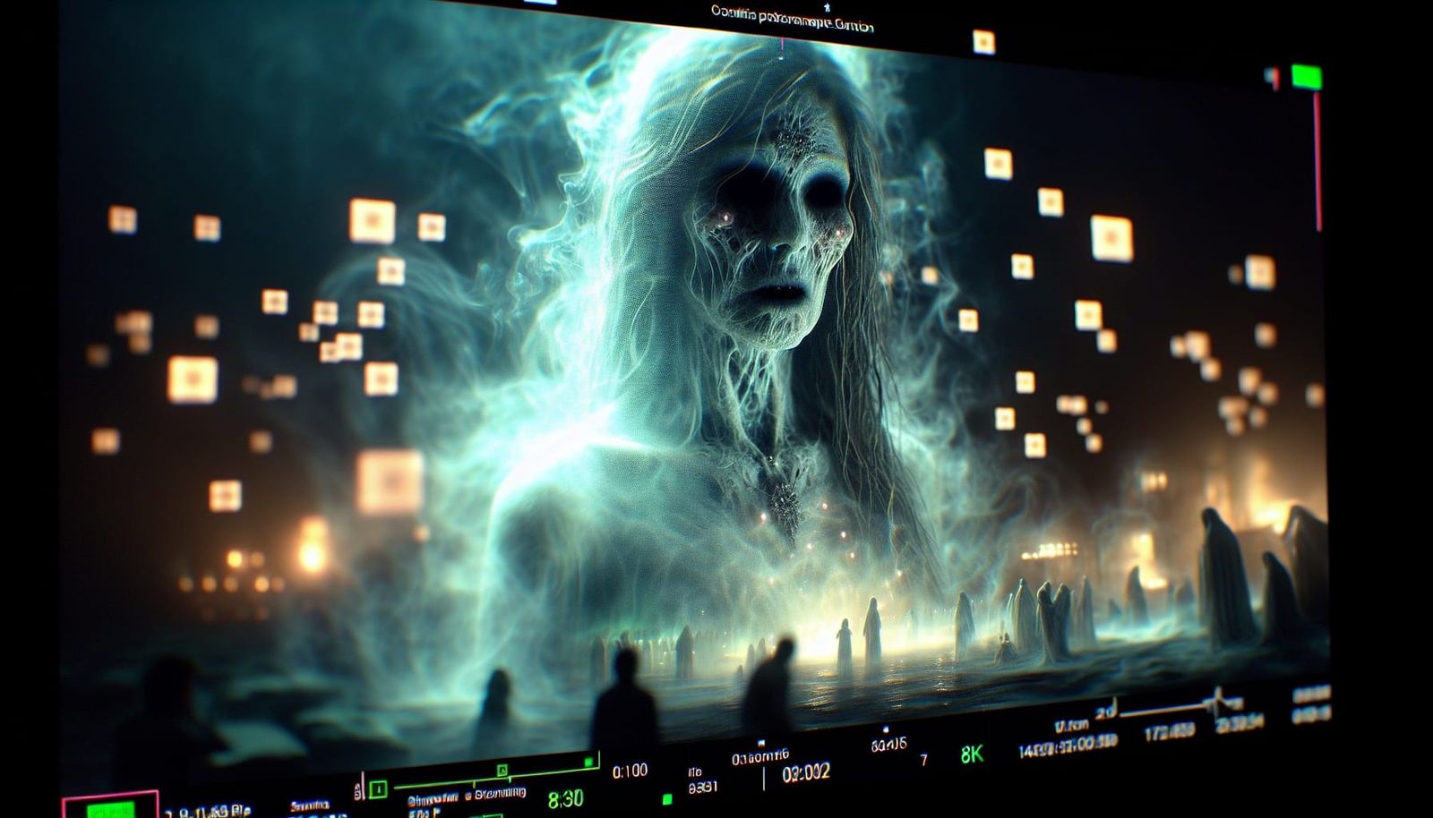 Eerie Ghostly Woman in Horror Setting, Photorealistic Vista