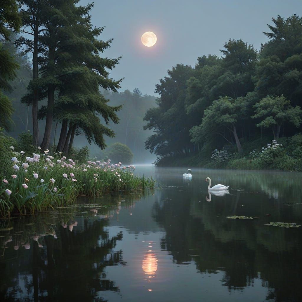 Serene Morning Lake Scene in Soft Light